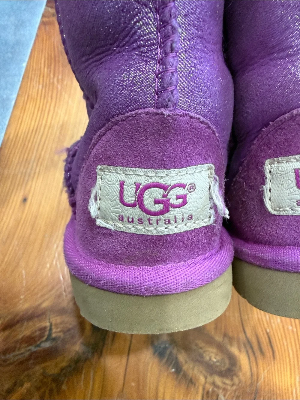 UGG Purple Suede Short Shearling Boot Shoes Toddler Kid size 9